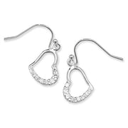 SILVER CUBIC ZIRCONIA DROP HEART EARRINGS